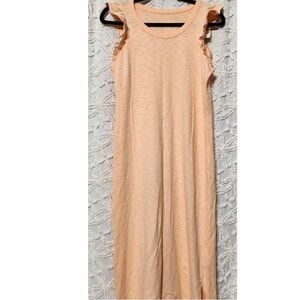 Sleeveless Ruffle Shoulder Maxi Dress - Peach